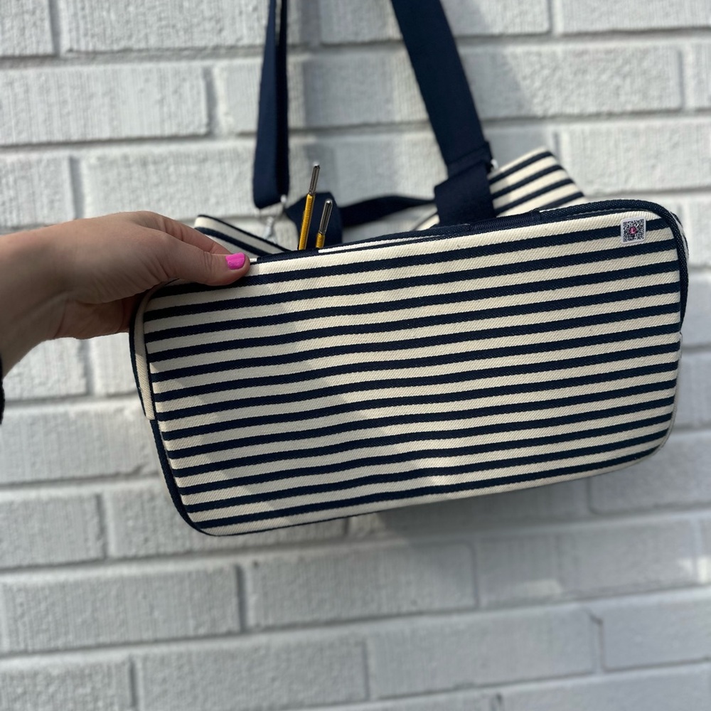 Americana Tote Bag In Indigo And Natural Awning Stripe - Picture 4 of 5